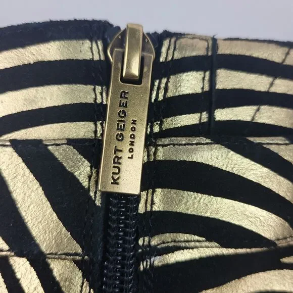 Kurt Geiger Women Zebra Print Black Gold Leather Stud Ankle Boots 6.5 - Picture 10 of 14